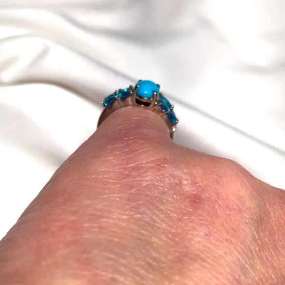 Real Sleeping Beauty w/ Paraiba colored Apatite Sz 5 - Picture 9 of 9